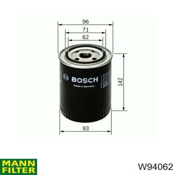 W94062 Mann-Filter масляный фильтр