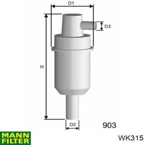 Топливный фильтр WK315 Mann-Filter