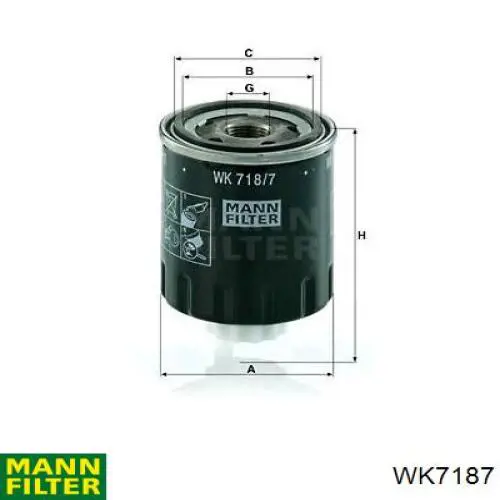 Фильтр тонкой очистки топлива Mann-Filter WK7187 цена, от 42.46 USD