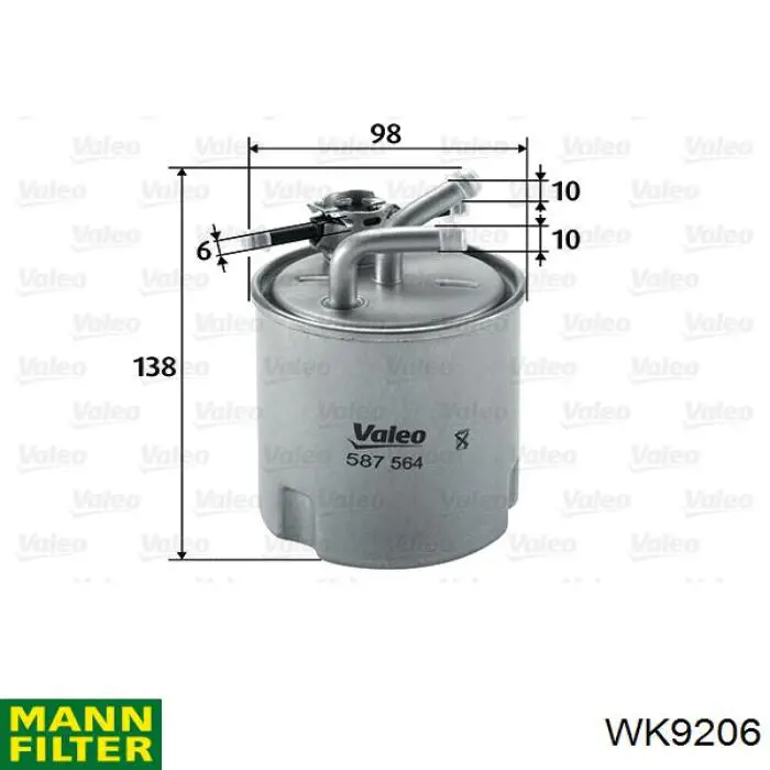 Топливный фильтр WK9206 Mann-Filter