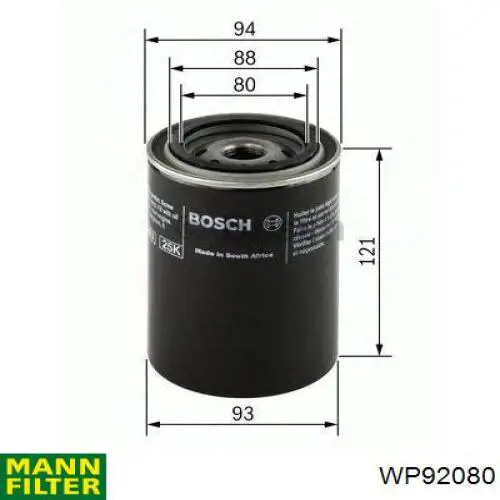 Фильтр очистки масла центробежный Mann-Filter WP92080 цена, от 12.13 USD