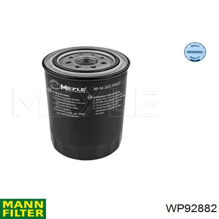 Filtro de aceite WP92882 Mann-Filter