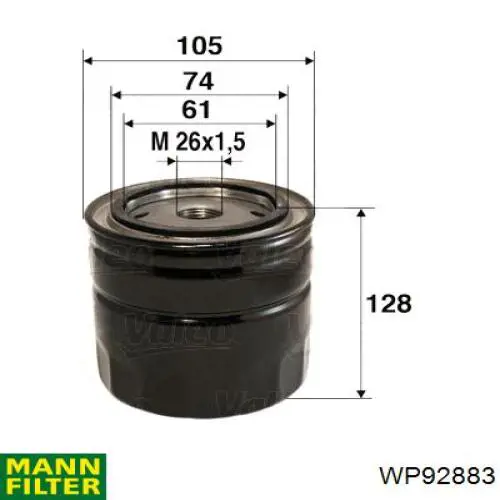 Filtro de aceite WP92883 Mann-Filter