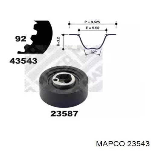 Комплект ремня ГРМ 23543 Mapco