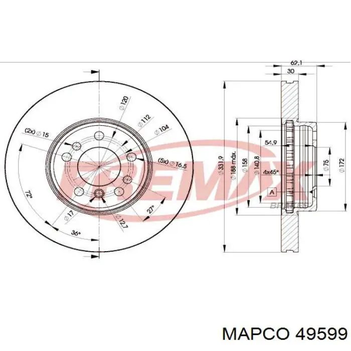 Рычаг задней подвески верхний левый/правый 49599 Mapco