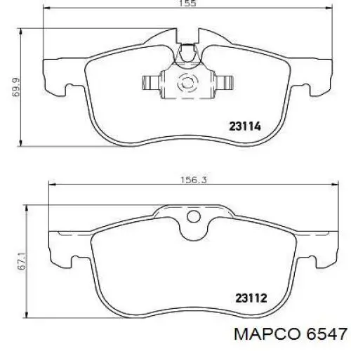 Передние тормозные колодки 6547 Mapco