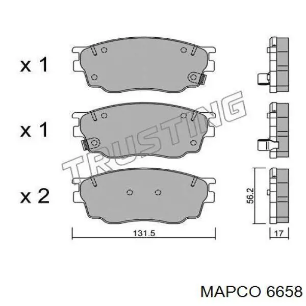 6658 Mapco колодки тормозные передние дисковые