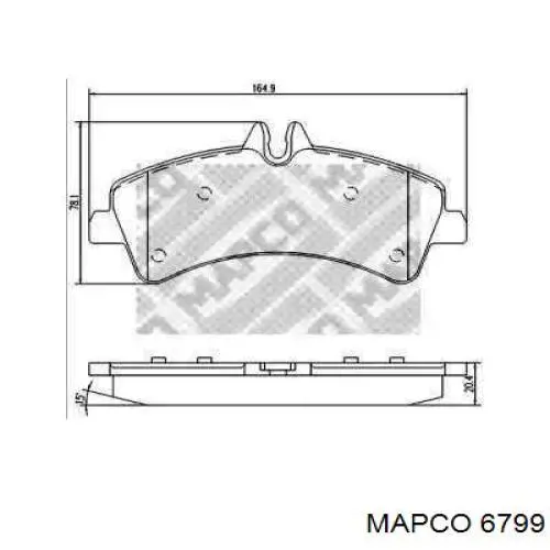6799 Mapco колодки тормозные задние дисковые