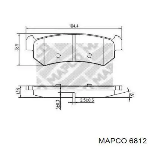 6812 Mapco колодки тормозные задние дисковые