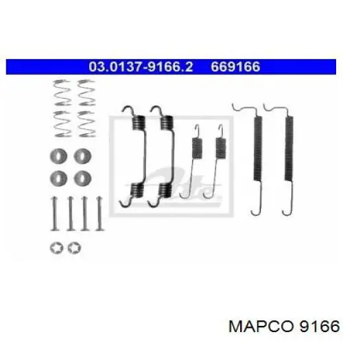 9166 Mapco монтажный комплект задних барабанных колодок