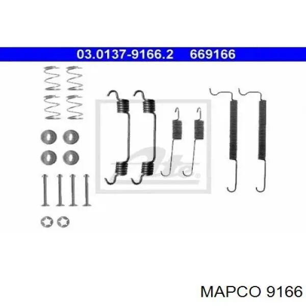 Kit de montaje, zapatas de freno traseras 9166 Mapco