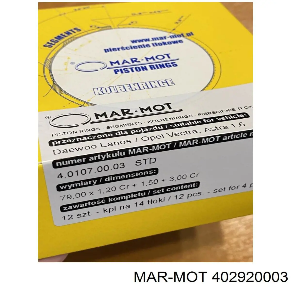 Купить 402920003 Mar-mot Стандартные поршневые кольца в комплекте