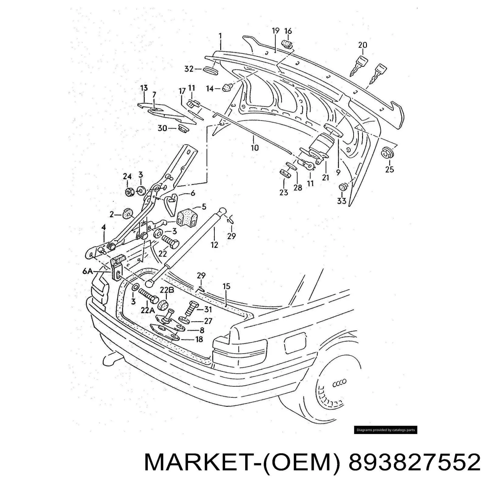 Амортизатор багажника 893827552 Market (OEM)