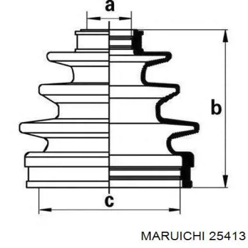 25413 Maruichi-156 bota de proteção externa de junta homocinética do semieixo dianteiro