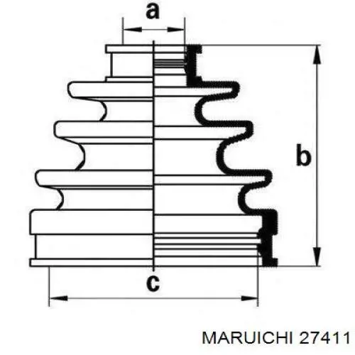 27411 Maruichi-156 пыльник шруса передней полуоси наружный