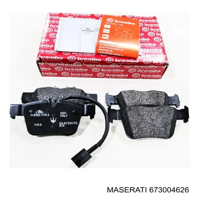 Купить 673004626 Maserati Колодки тормозные задние, дисковые