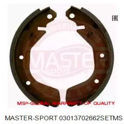 03013702662-SET-MS Master-sport задние барабанные колодки