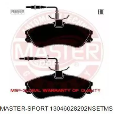 Передние тормозные колодки 13046028292NSETMS Master-sport