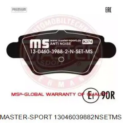 Задние тормозные колодки 13046039882NSETMS Master-sport