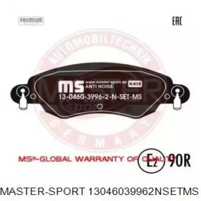 Передние тормозные колодки 13046039962NSETMS Master-sport