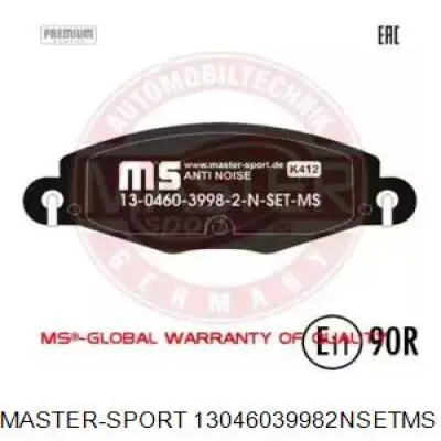 Передние тормозные колодки 13046039982NSETMS Master-sport