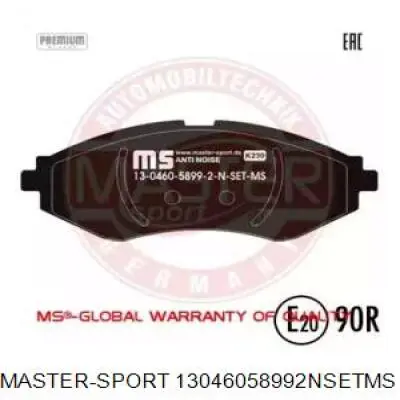 Передние тормозные колодки 13046058992NSETMS Master-sport