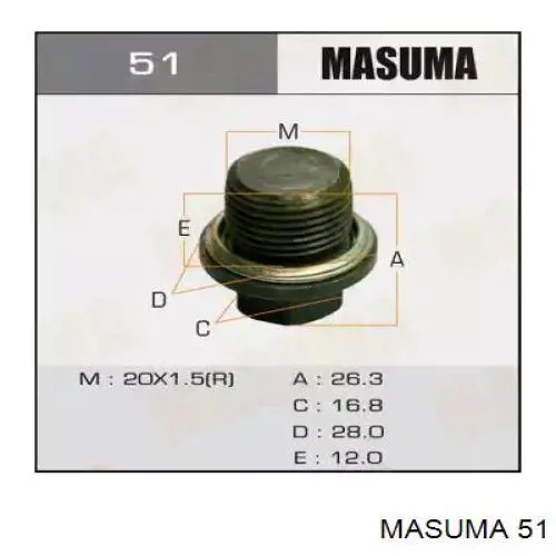 Пробка поддона двигателя Masuma 51