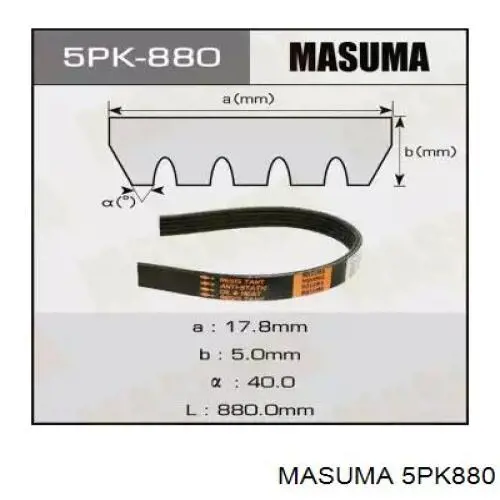 5PK880 Masuma ремень генератора