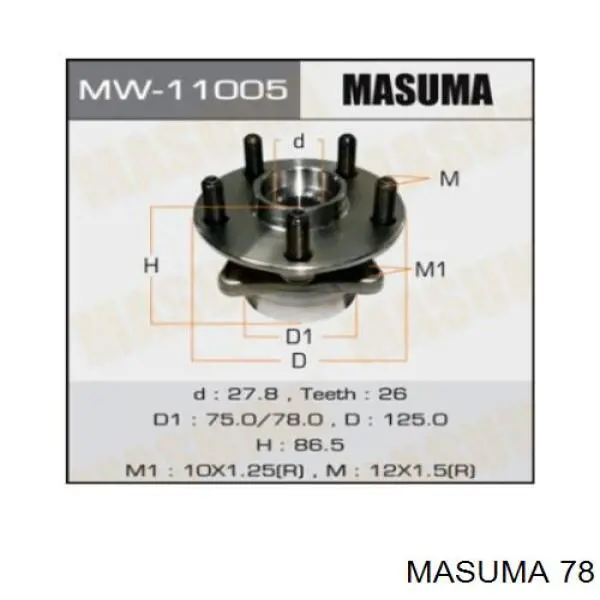 Tapón roscado, colector de aceite 78 Masuma