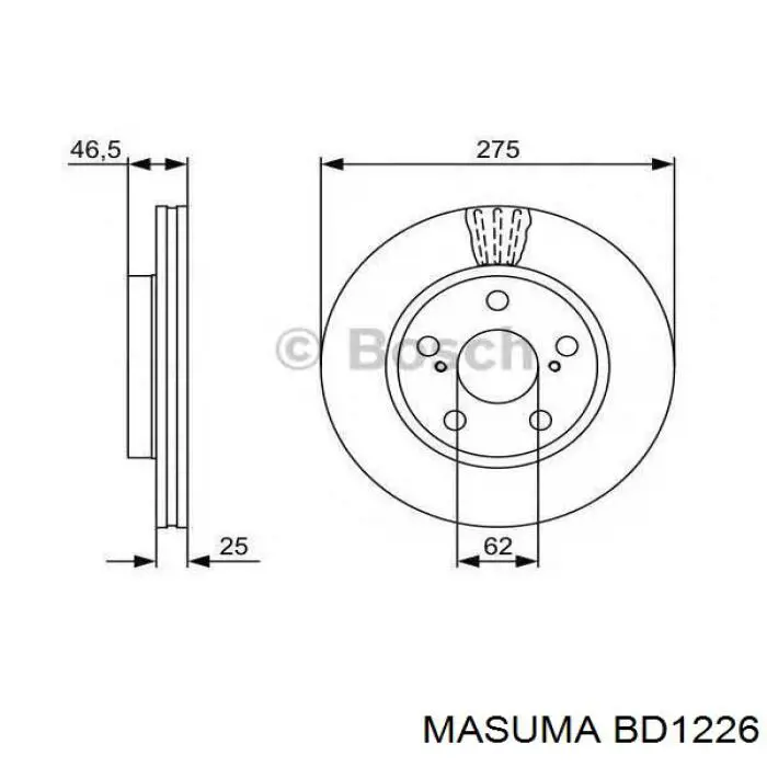 BD1226 Masuma Диск тормозной передний