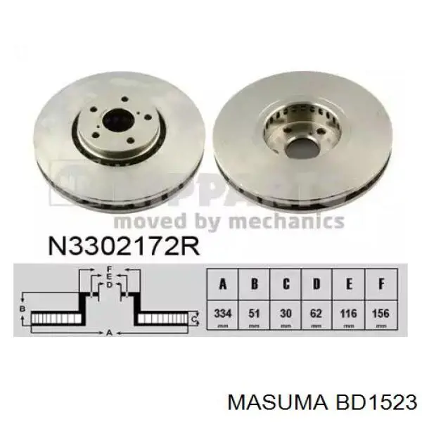 Тормоз дисковый передний Masuma BD1523 цена, от 84.14 USD