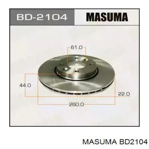Диск тормозной передний Masuma BD2104