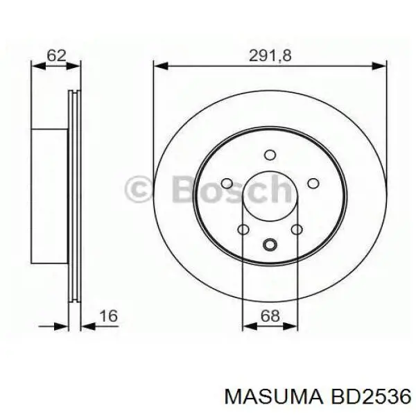Задний тормозной диск Masuma BD2536 цена, от 38.84 USD