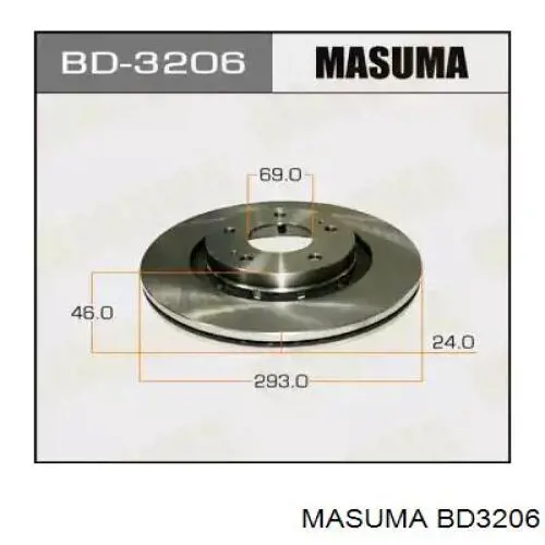 Диск тормозной передний Masuma BD3206