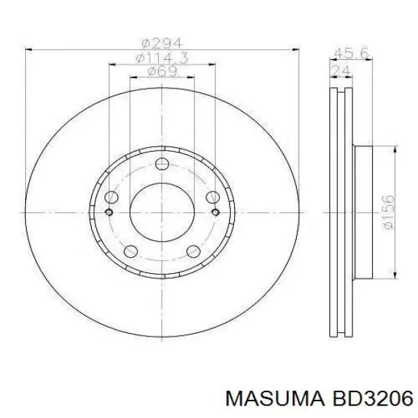 BD3206 Masuma Диск тормозной передний