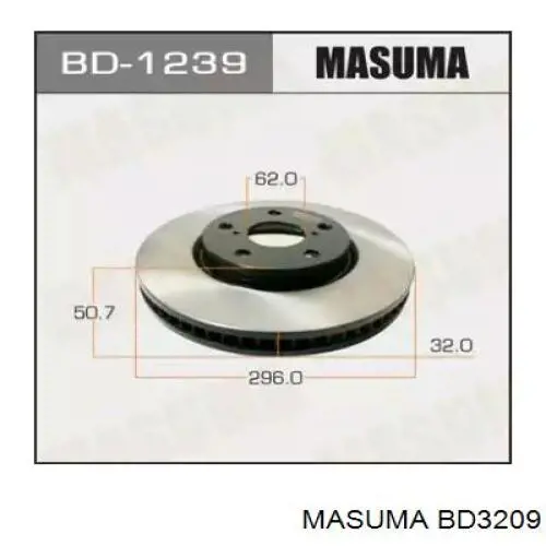 Диск тормозной передний Masuma BD3209