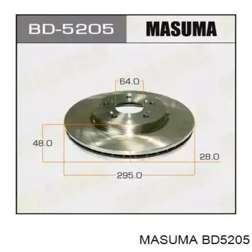 Диск тормозной передний Masuma BD5205