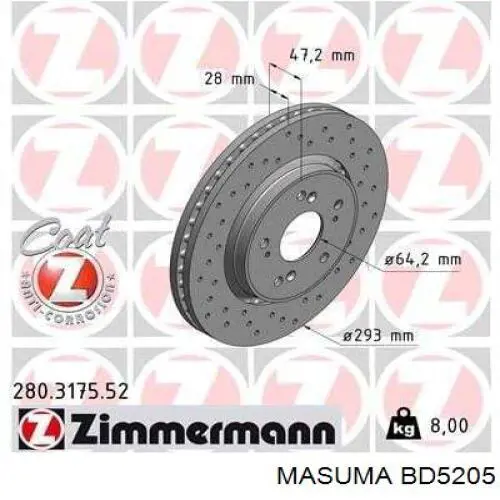 Купить BD5205 Masuma Ротор тормозной