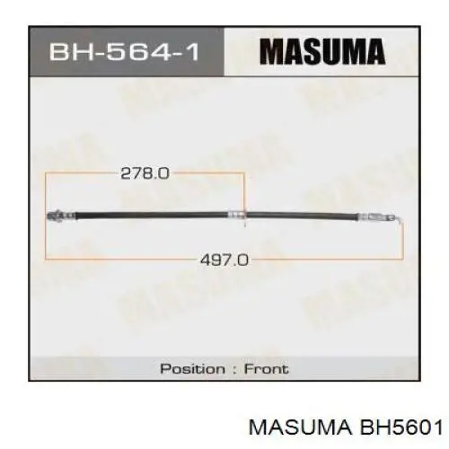 Шланг тормозной передний правый BH5601 Masuma