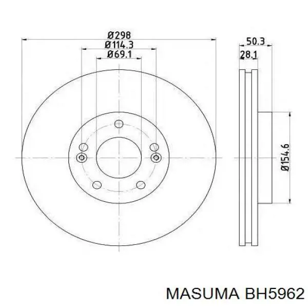 Шланг тормозной передний левый Masuma BH5962