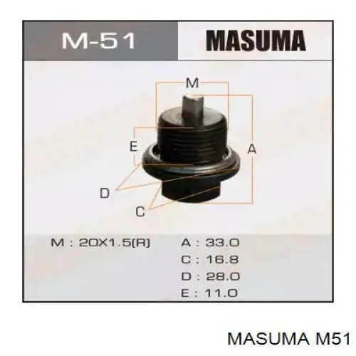 Пробка поддона двигателя Masuma M51