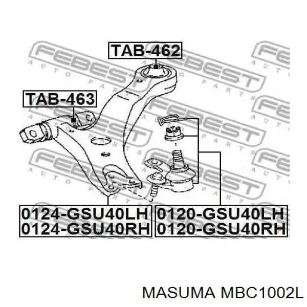 Нижняя левая шаровая опора MBC1002L Masuma