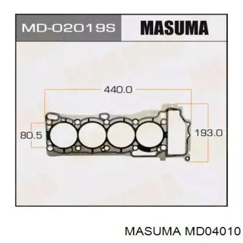 Прокладка головки блока цилиндров (ГБЦ) MASUMA MD04010