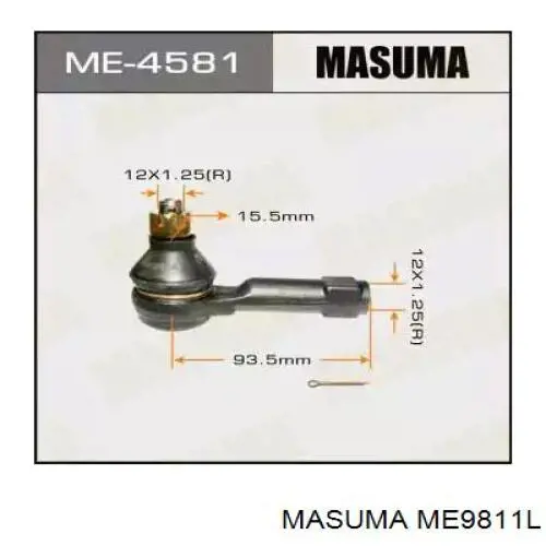 ME9811L Masuma наконечник рулевой тяги внешний