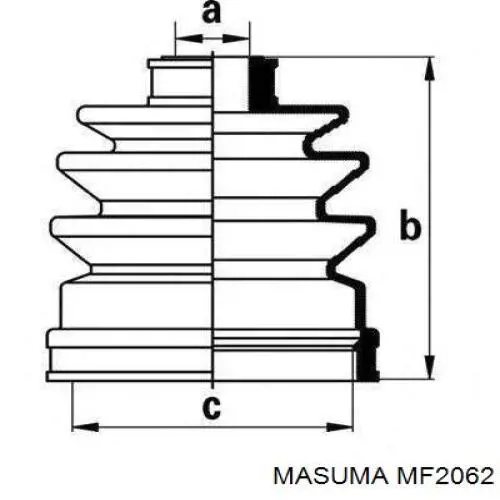 Fuelle, árbol de transmisión, Eje delantero interior MF2062 Masuma