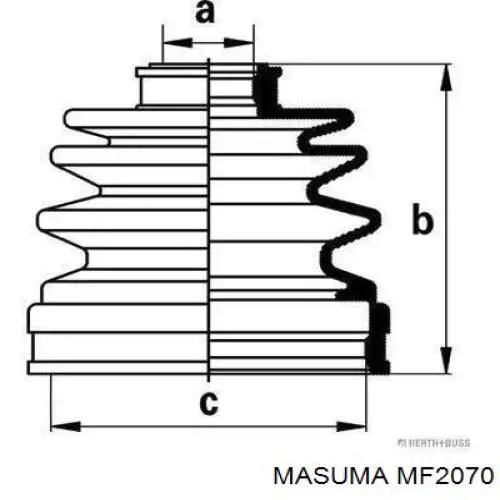 Пыльник шарнира угловых скоростей внутренний передний Masuma MF2070 цена, от 6.19 USD