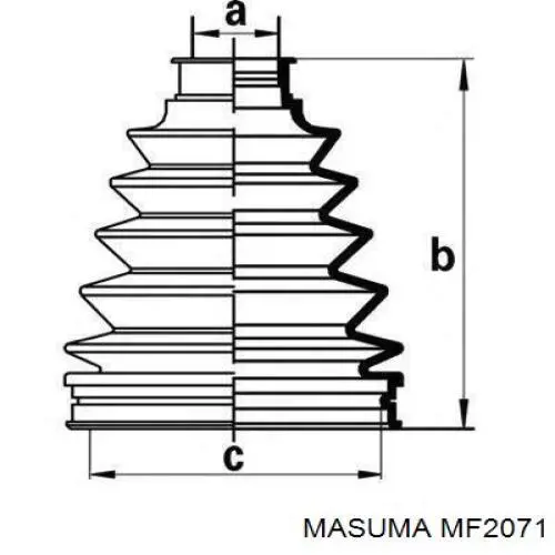 Пыльник шарнира угловых скоростей внутренний передний Masuma MF2071 цена, от 6.21 USD
