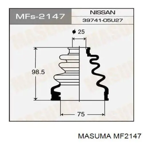 Пыльник ШРУСа передней полуоси внутренний Masuma MF2147