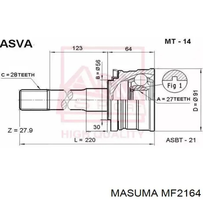 Пыльник гранаты внутренний задний Masuma MF2164 цена, от 5.82 USD