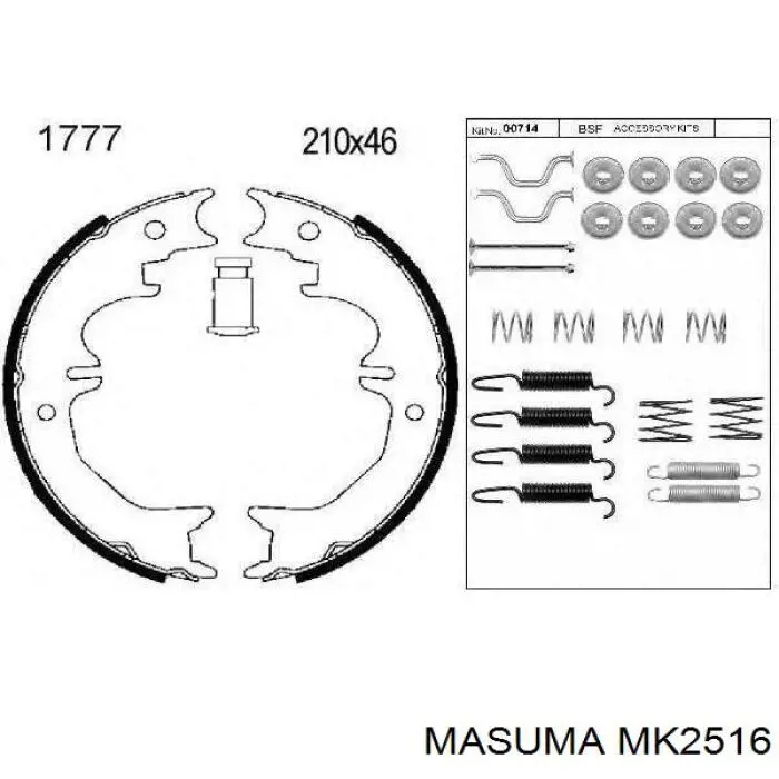Купить MK2516 Masuma Колодки ручника/стояночного тормоза